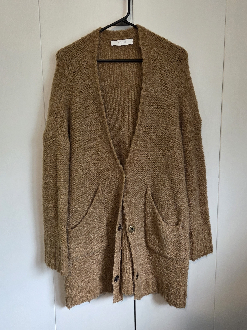 ASTR The Label Brown Chunky Oversized Knit Cardigan Sweater Pockets
